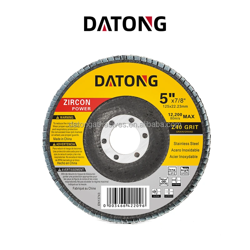 Datong factory flap wheel 125x22mm 5x7/8inch Grit 180 diamond flap disc high density calcined for metal Grinding Wheel