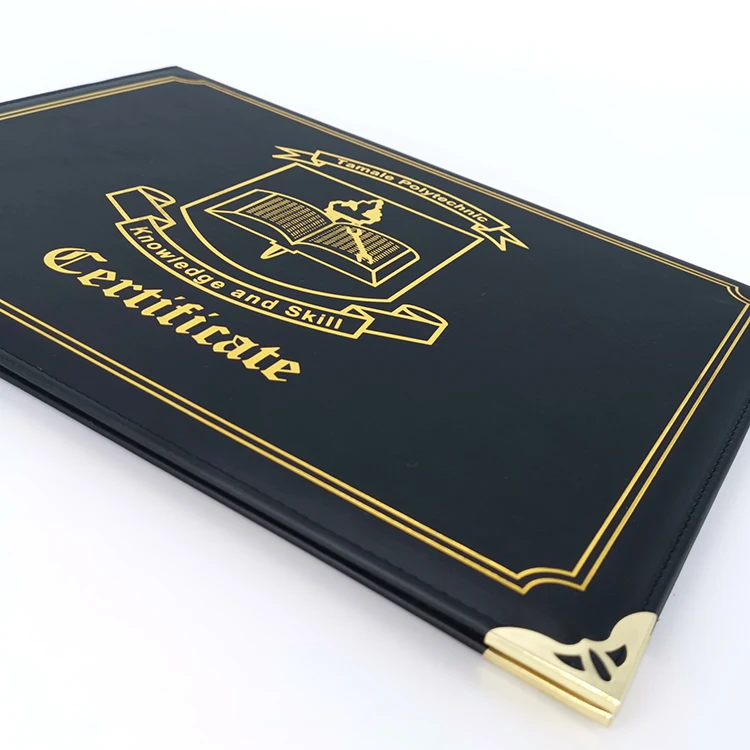 Custom Logo Leather  Document Holder University  Diploma Cover Graduation Certificate Holders