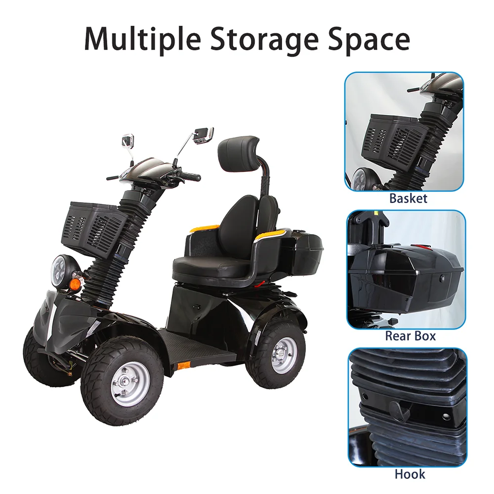 KSM-910B Comfortable and Convenient Electric Travel Double Seat Heavy Duty 4 Wheel Best Electric Mobility Scooter for Elderly