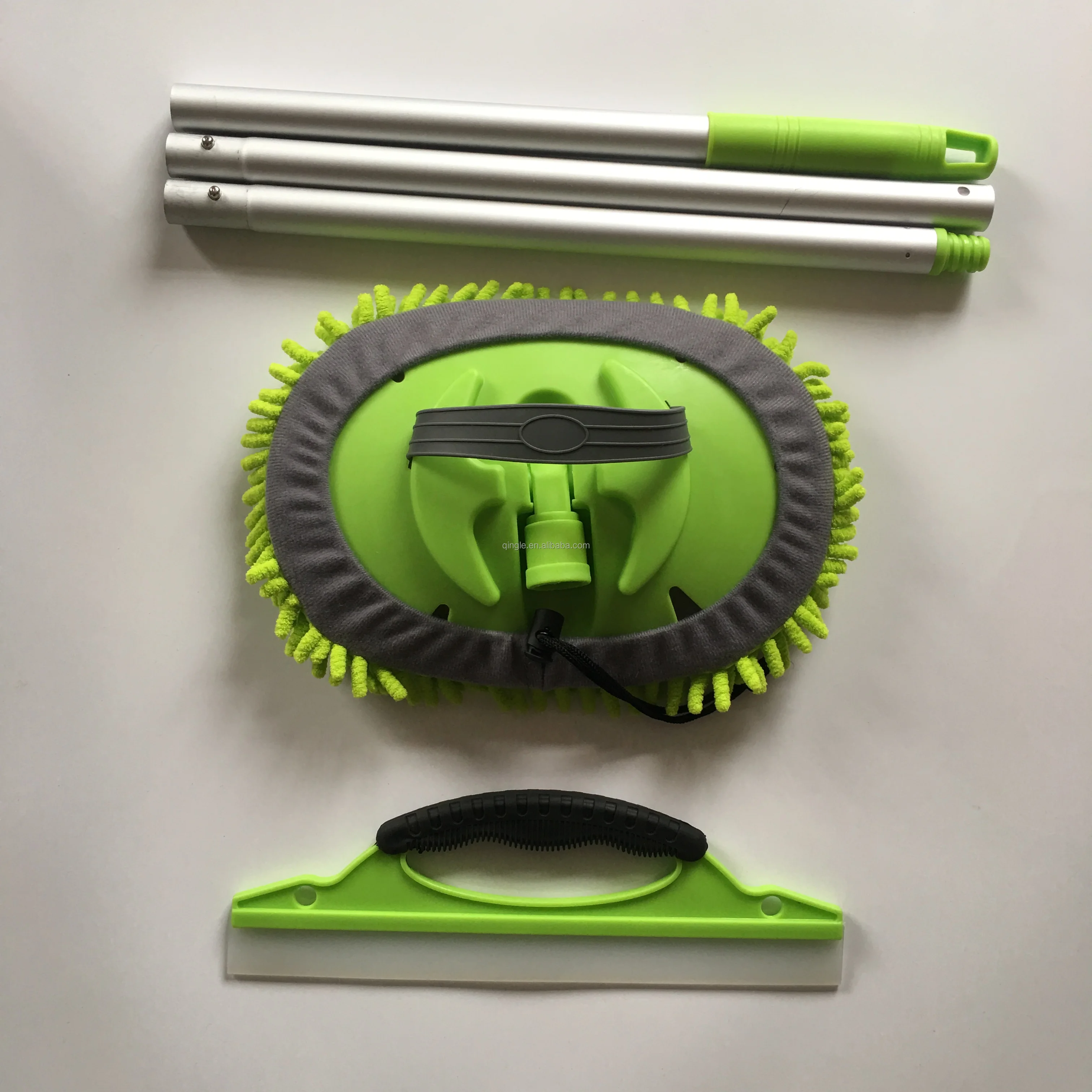 chenille car cleaning washer  mop with silicone rubber blade  window glass squeegee tool set