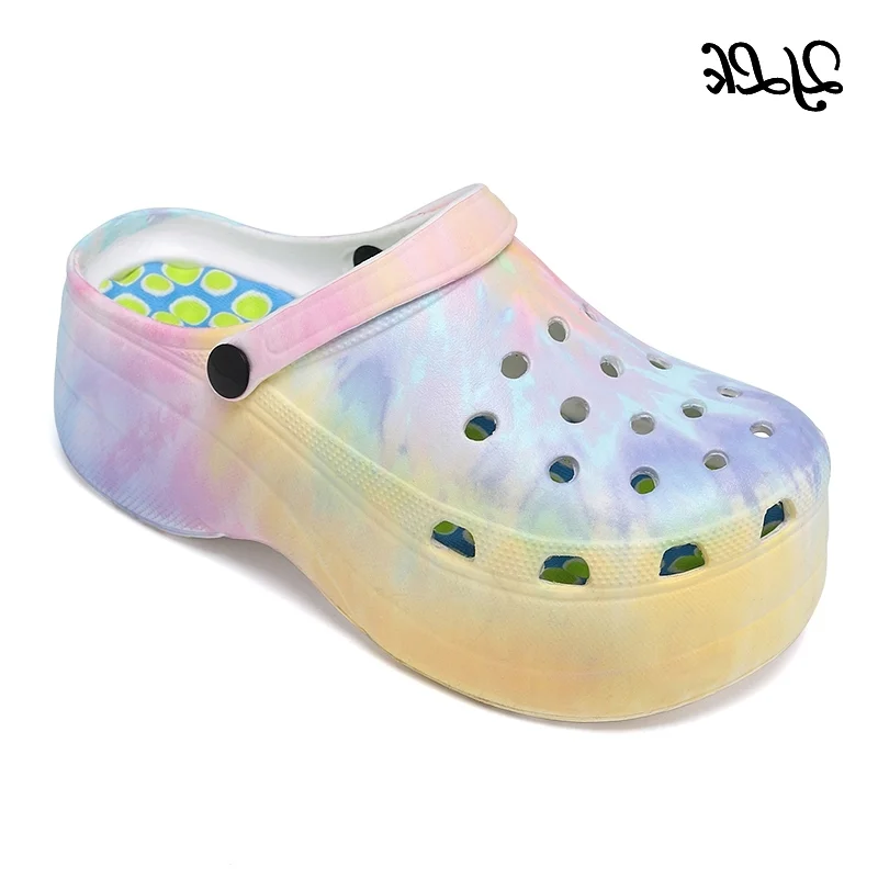 USA fashion Slatform tie dye EVA clog lady woman girl garden shoe beach sandal sliSSer manufacturer China  custom