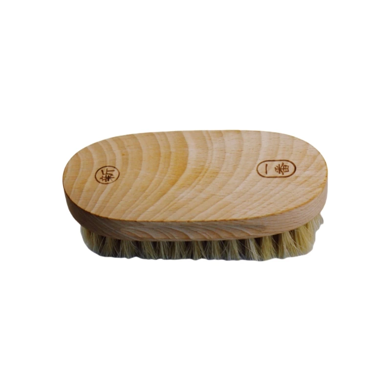 customized Soft Horse Hair Bristle Natural Wooden Small Shoe Cleaner Brush
