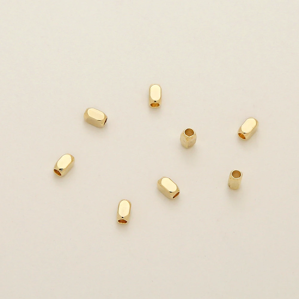 Colorfast lead-free nickel spacer beads small rectangular bead for jewelry making gold plated Smooth loose brass beads