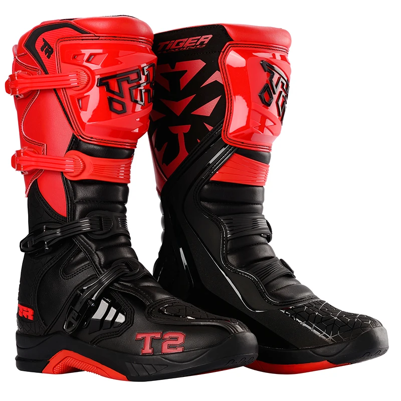 T2 Wholesale dirt bike motocross Boots cool  Black New Genuine Leather Oem Motorcycle Boots For Men