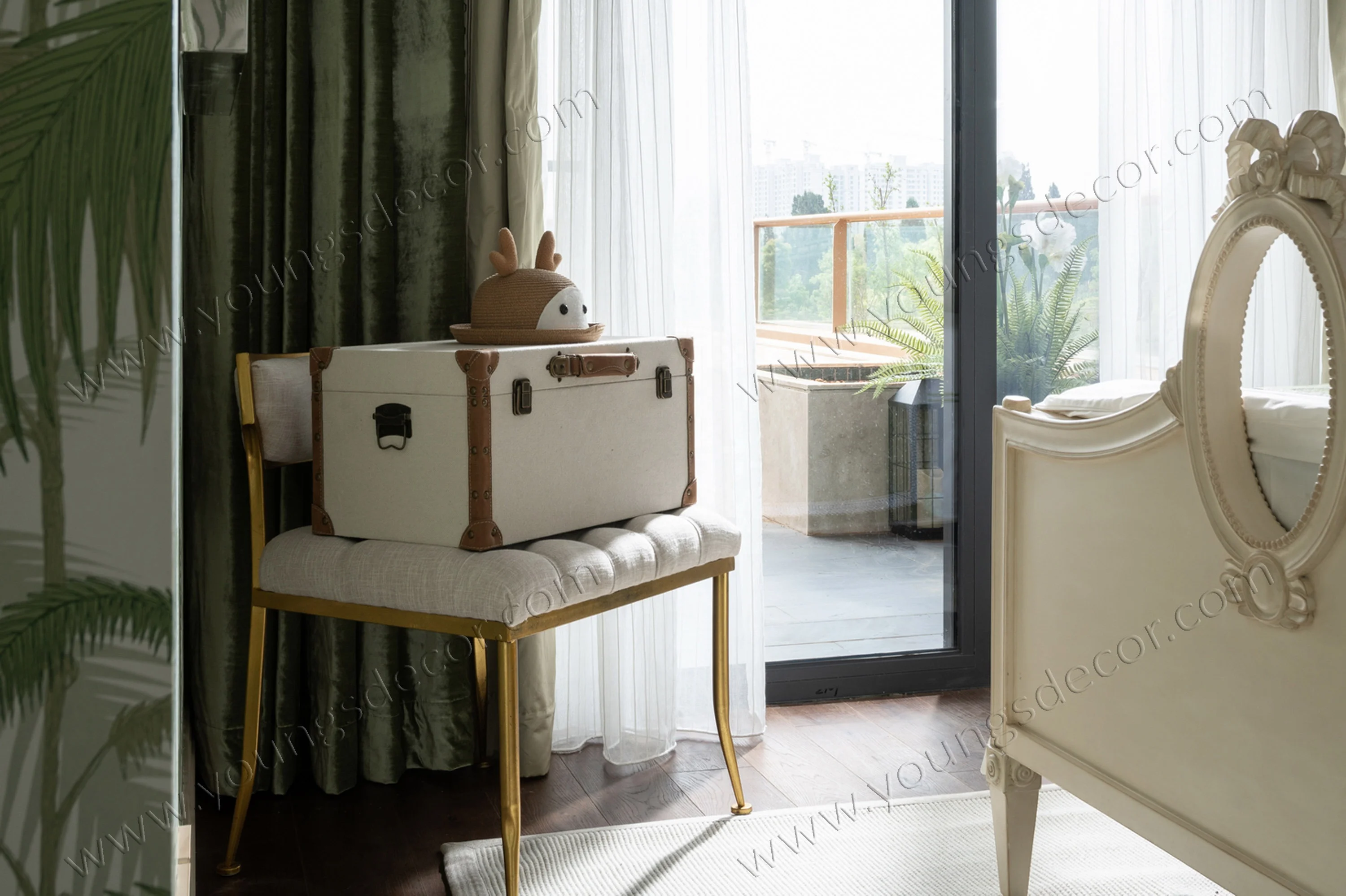 decorative wooden canvas storage trunk box
