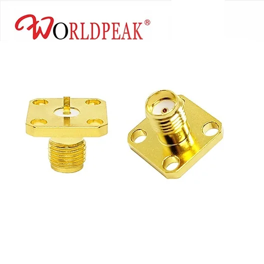 Gold Plated Brass Coaxial connector Standard SMA Jack Straight Solder Type for PCB mount Tab Terminal
