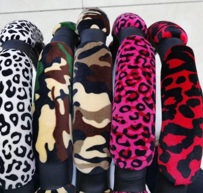 PU Leather Leopard Print Steering Wheel Cover Slow Rebound Car Protection for Cadillac ATS Alphard Model