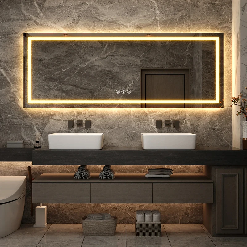 LED Bathroom Mirror with Lights Backlit Vanity Mirror Large Wall Mounted Dimmable Smart Mirror