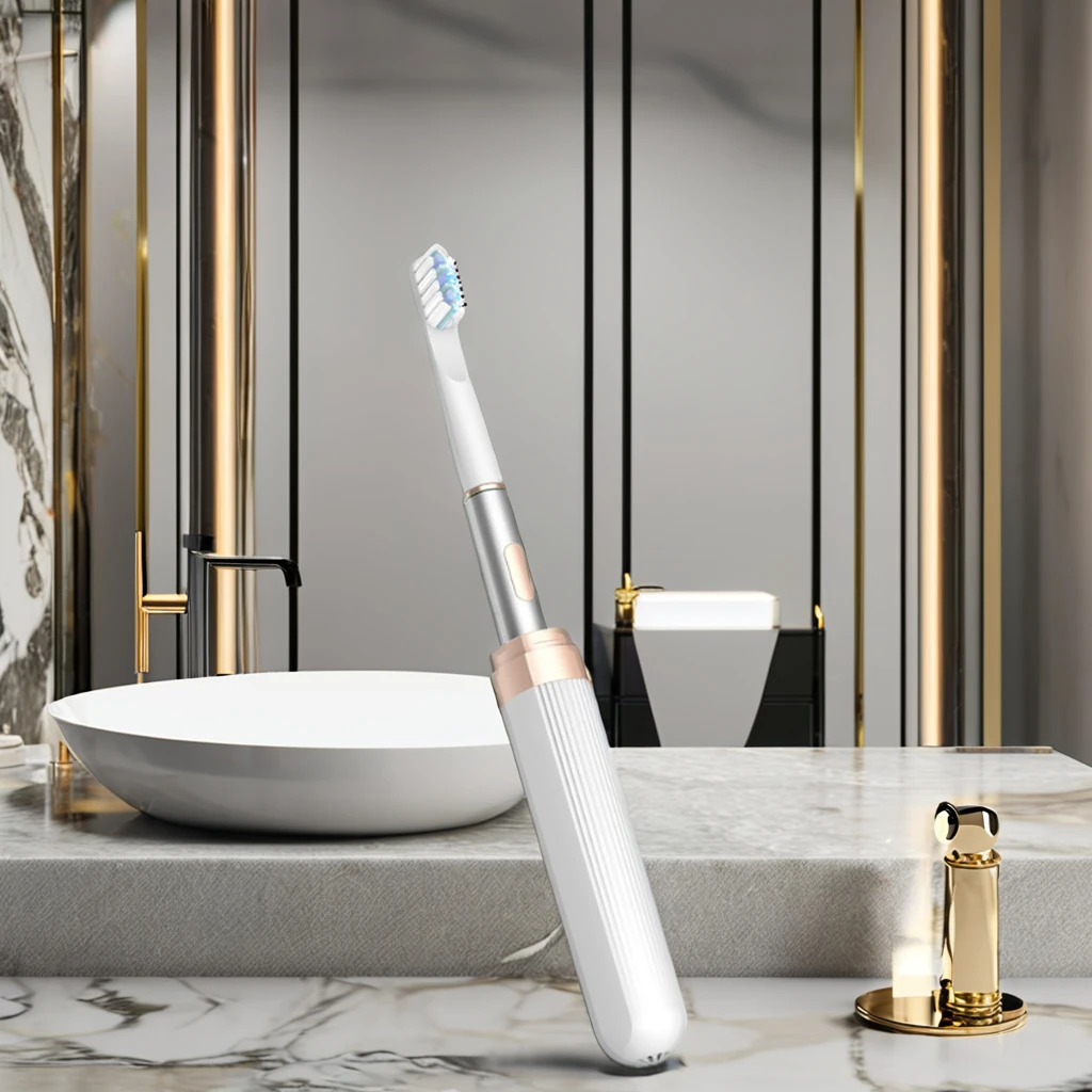 Оптовая продажа портативная зубная щетка LULA Beauty с питанием от батареи тонкая звуковая электрическая вибрационная дорожная для взрослых