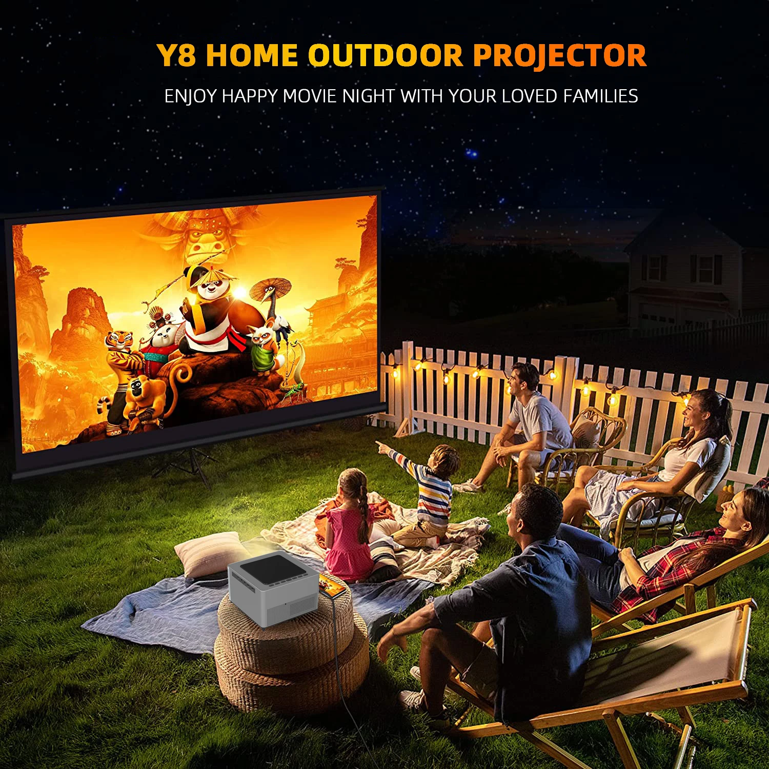 Android 9.0 smart projector Y8 supports 4K video 5G WIFI connection resolution 1920*1080 built-in wireless audio projectors