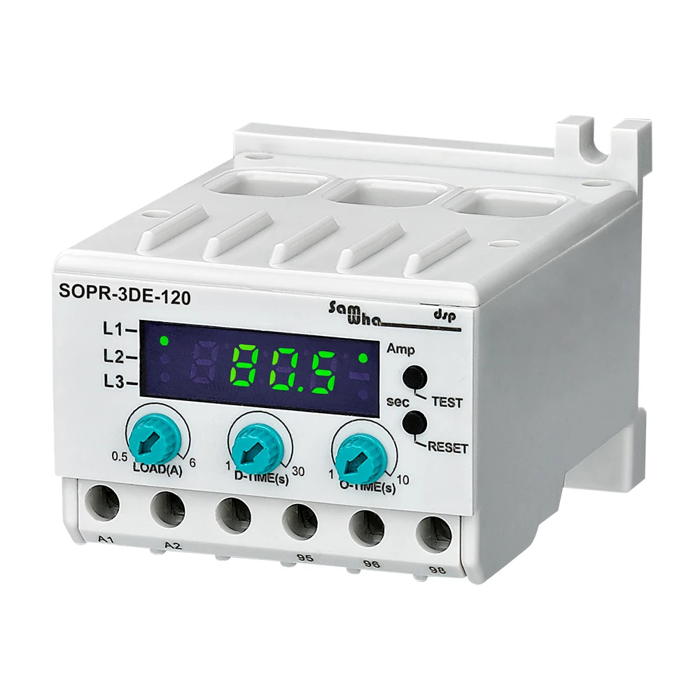 SAMWHA-DSP EOCR SOPR-3DE-60 60A Digital Over Current Protection Relay Electric Motor Overload and Phase Loss
