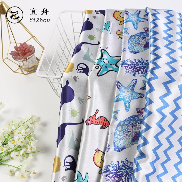 1817 Print Stretch Satin Fabric Shiny soft 50D*75D for digited printing