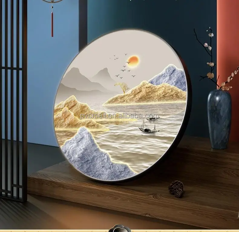Modern landscape Chinese-style living room wall decoration items painting led night light prints led wall art for home decor