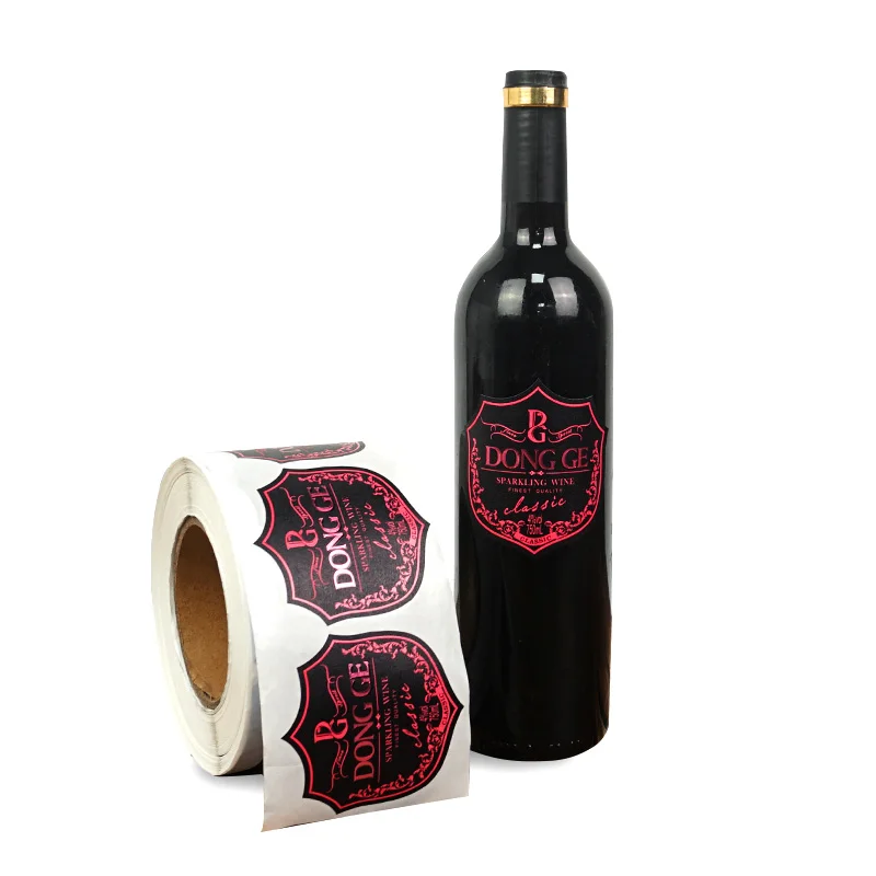 Custom Wine Product Roll Self Adhesive Logo Embossed Foil Textured Paper Label Sticker