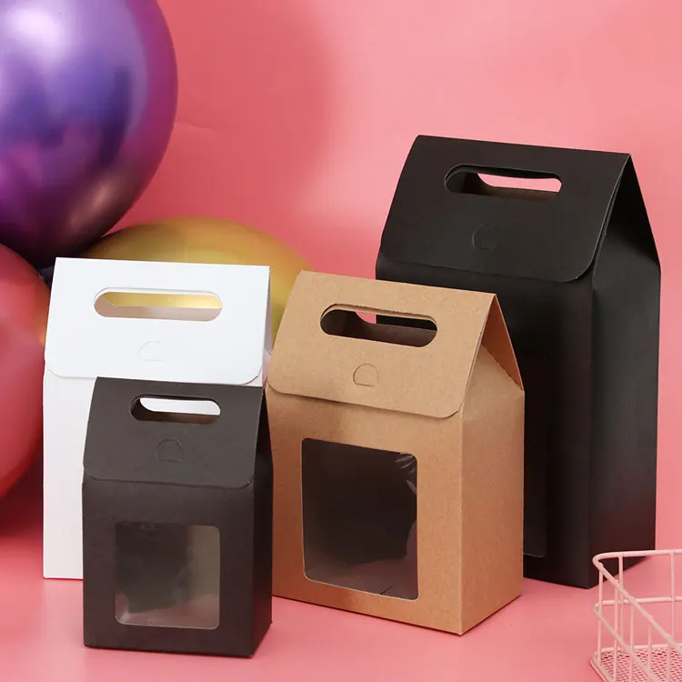 Luxury Black Clear PVC Window Kraft Paper Bag