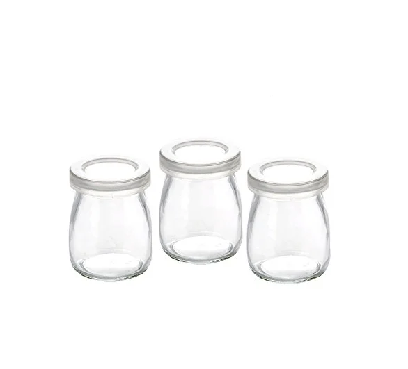 
Hot sale household storage food round glass bottle yogurt cup 100ml 150ml 200ml pudding bottle empty glass jar 