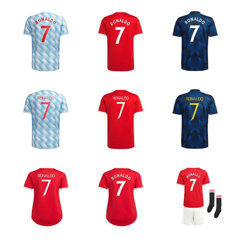 Оптовая продажа, новинка, футболка с Роналду, версии фаната, Джерси 2021, 2122, Домашняя футболка, футбольная рубашка, футболка, футболка, высокое качество тайского производства
