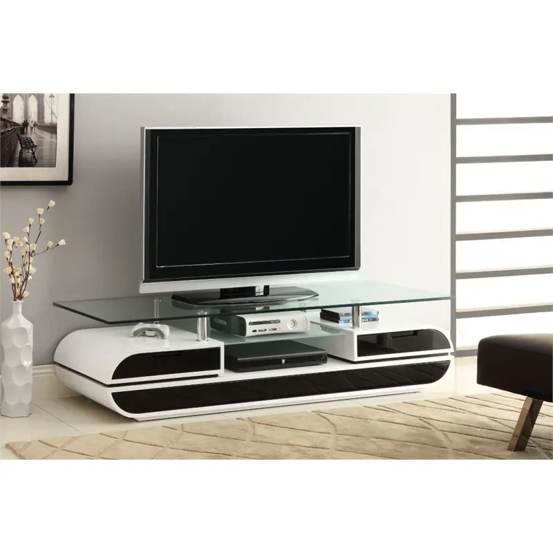 Modern Wholesale Price Wooden TV Cabinet with Glass Top TV Stand for Living Room Furniture