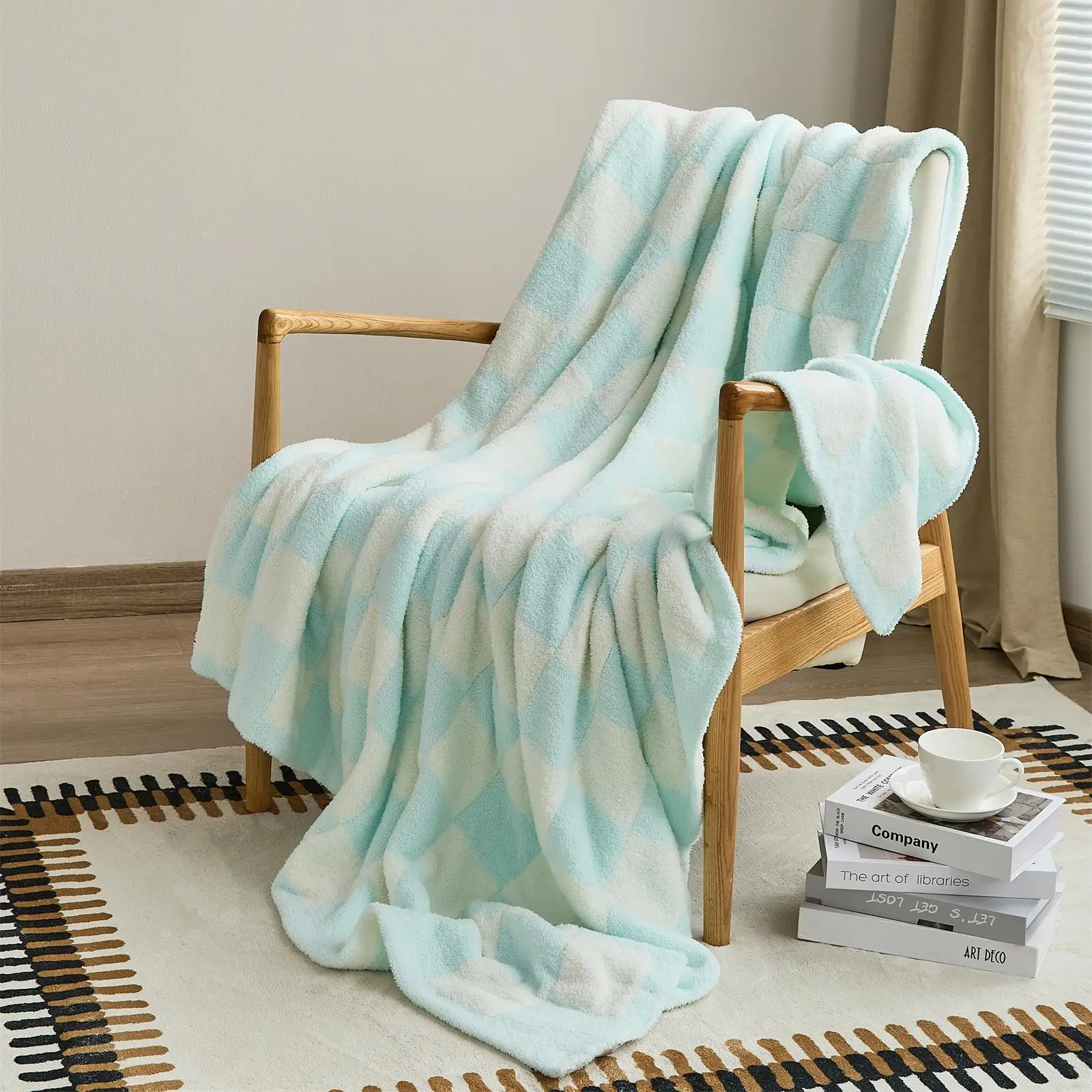 Luxury Multifunction Half Fleece Knitted Embroidery Blankets & Throws