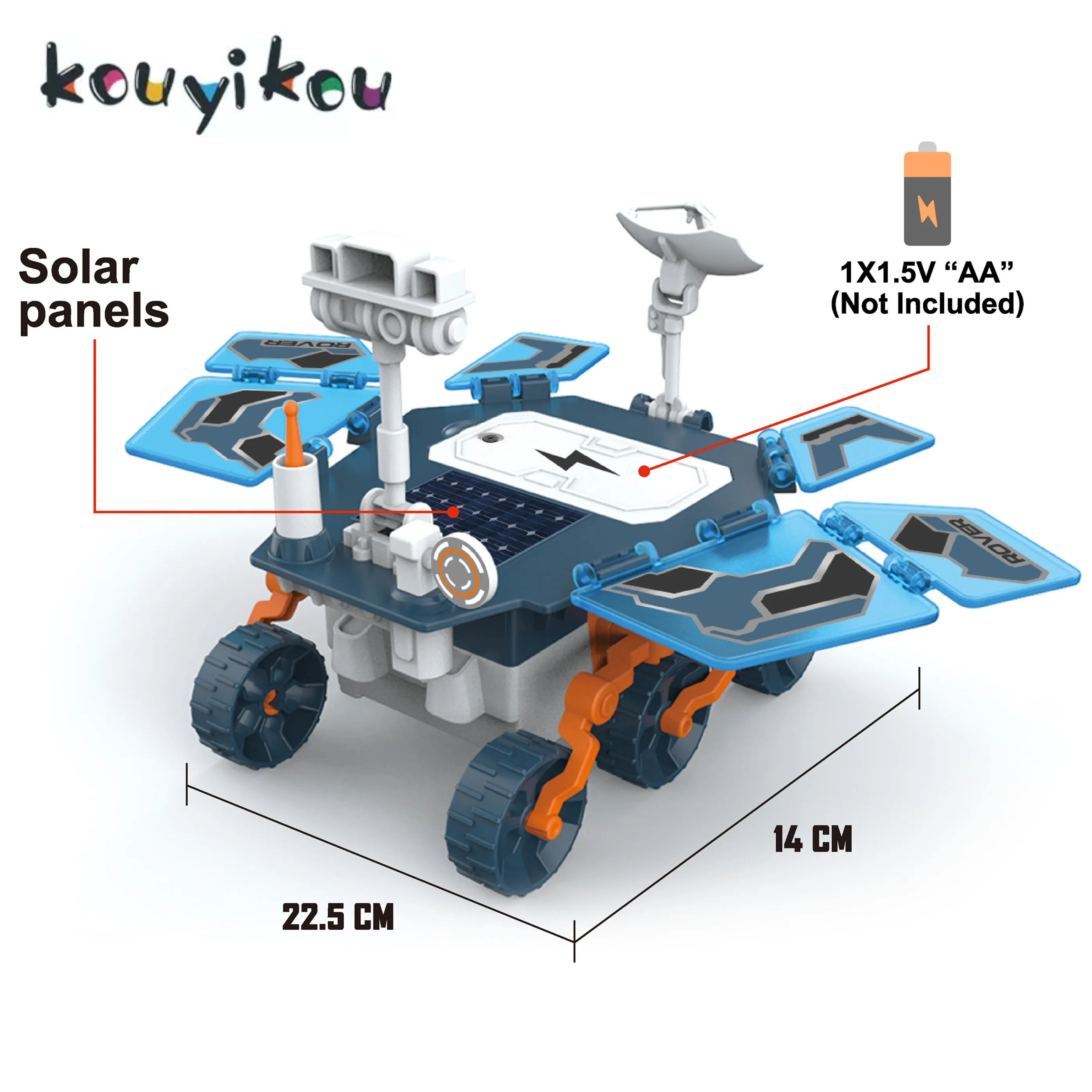 Kouyikou Science Experiment DIY Building Block Education Puzzle Car Mars Rover Model Solar Space Toys Car Gift for Kids