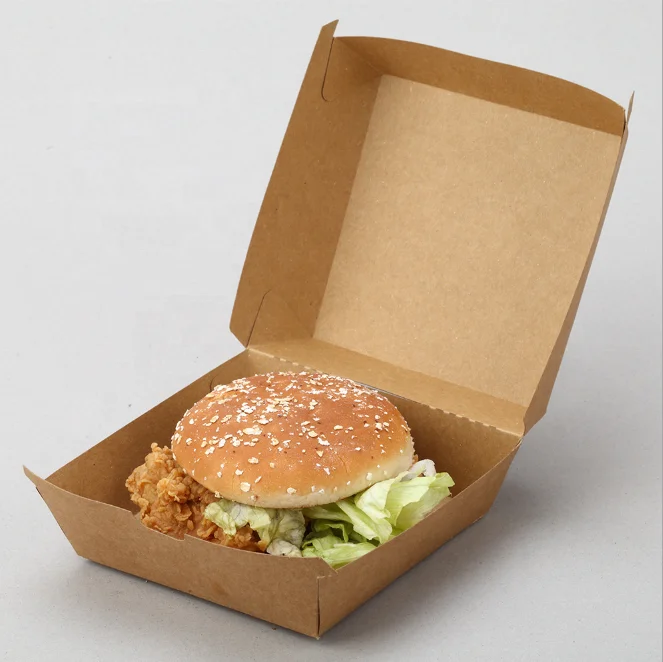 Disposable Cardboard Burger Box/Paper Meal Boat Tray Box to Box Hamburger Packaging