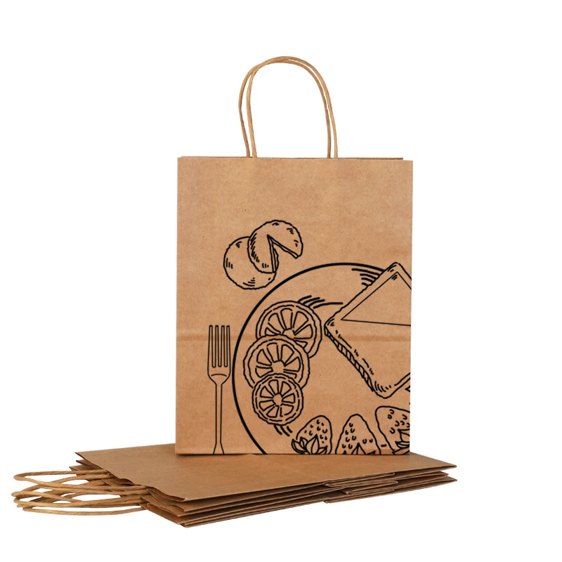 Machines making kraft paper bag wholesale kraft food packing bag with handle