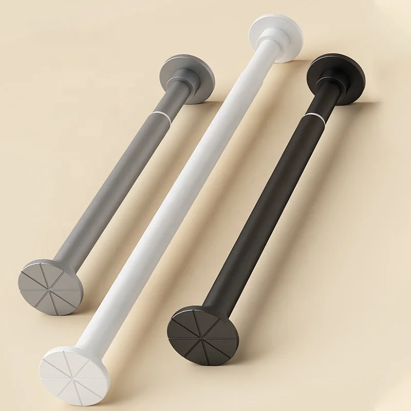 Customizable home bathroom shower curtain rod Adjustable carbon steel spring tension rod