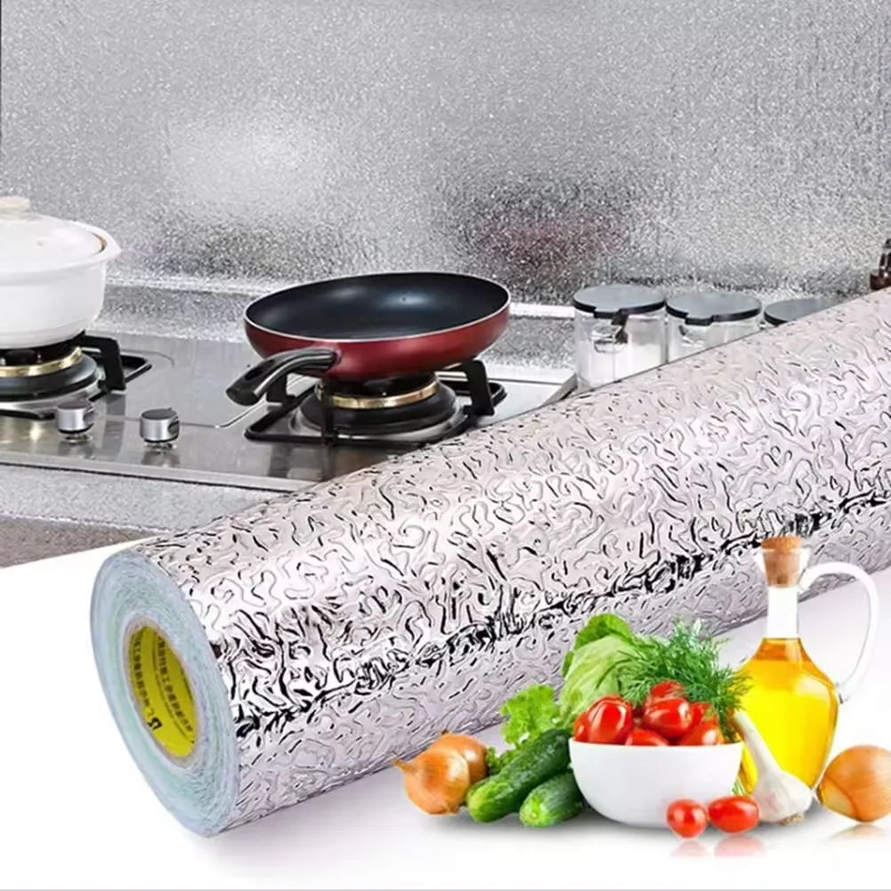 Custom Removable Decorative Waterproof Self Adhesive Croppable Kitchen Cabinet Oil Proof Wallpaper Sticker