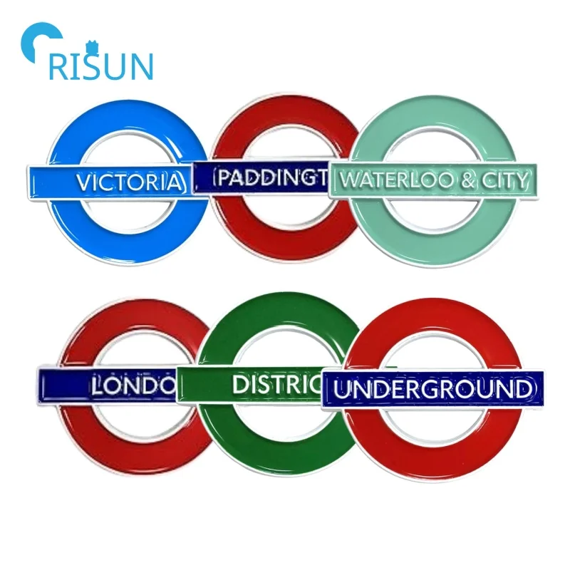 Manufacture Custom Metal Roundel Hat Pins Brooch London Underground Sign Lapel Pin TFL Tube Stations Pins Badges