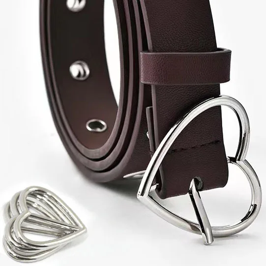 WYSE Trendy Heart-Shaped Private Custom Logo Brand Name Plate Alloy Matel Belt Buckles 30mm