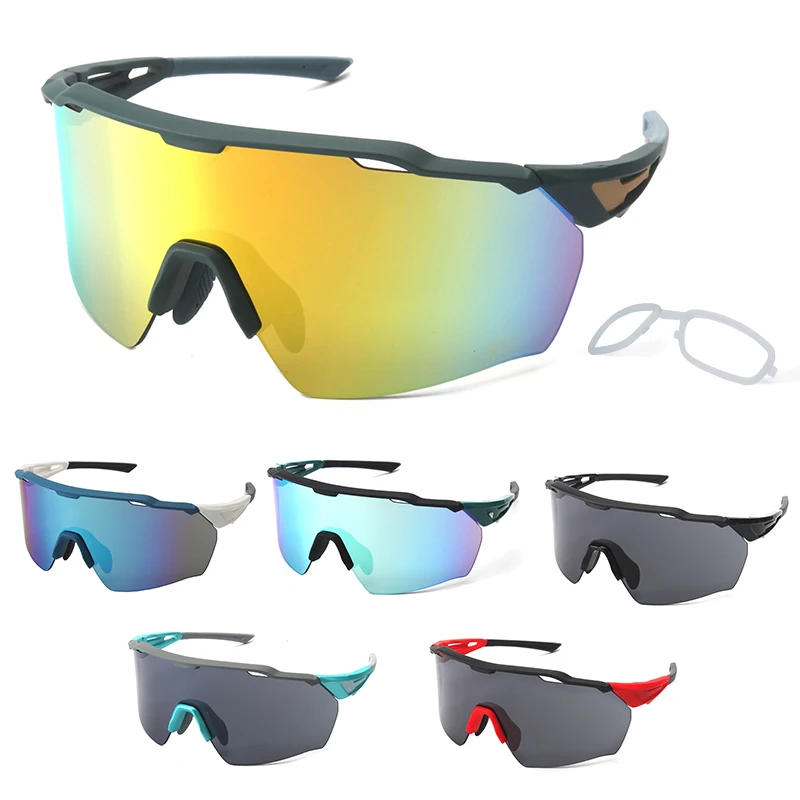 Multifunctional Colorful Sports Sunglasses Unisex UV400 Cycling Sunglasses With Myopia Frame Golfing Sunglasses
