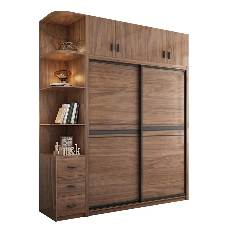New Chinese walnut color packaged wardrobe almirah storage closet(UL-11N0819)