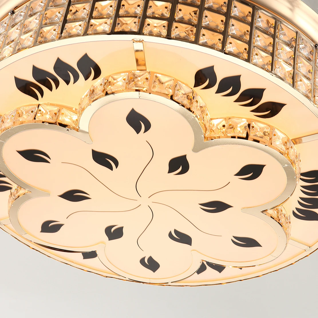 Modern luxury style premium ventilador de techo con luz led crystal retractable remote control chandelier fan ceiling fan light