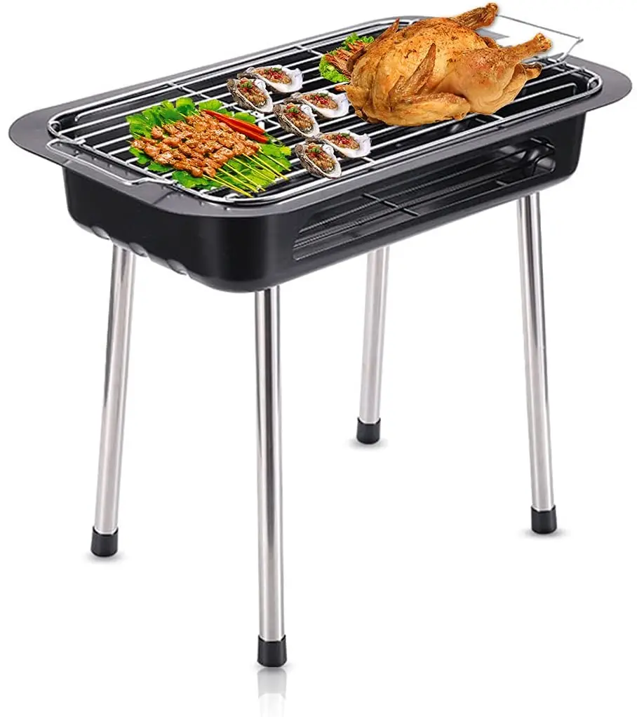Portable Electric Barbecue Grill Outdoor Indoor Smokeless Non-Stick Griddle Plates