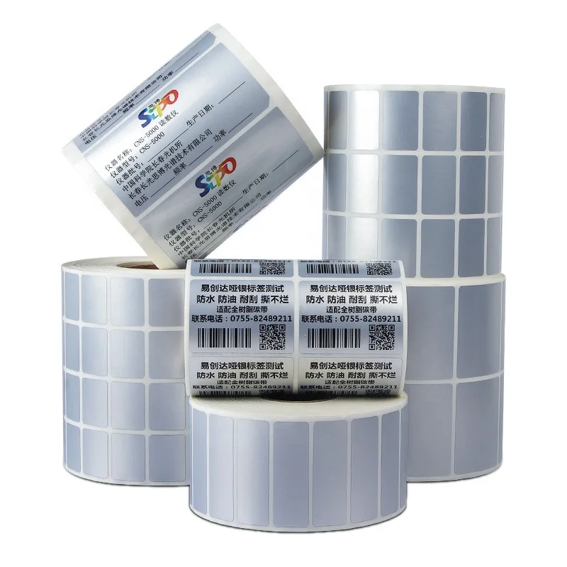 Factory Price Waterproof Pet Silver Aluminium Foil Label Barcode Printed Silver Aluminium Sticker