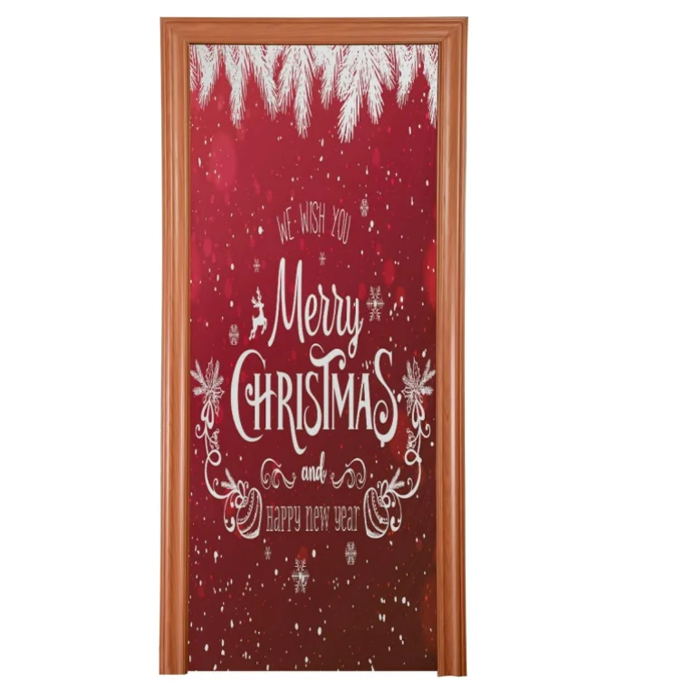 Customized Printing 35 x 79 Inch Washable Elastic Fabric Christmas Door Cover For Festival Decoration