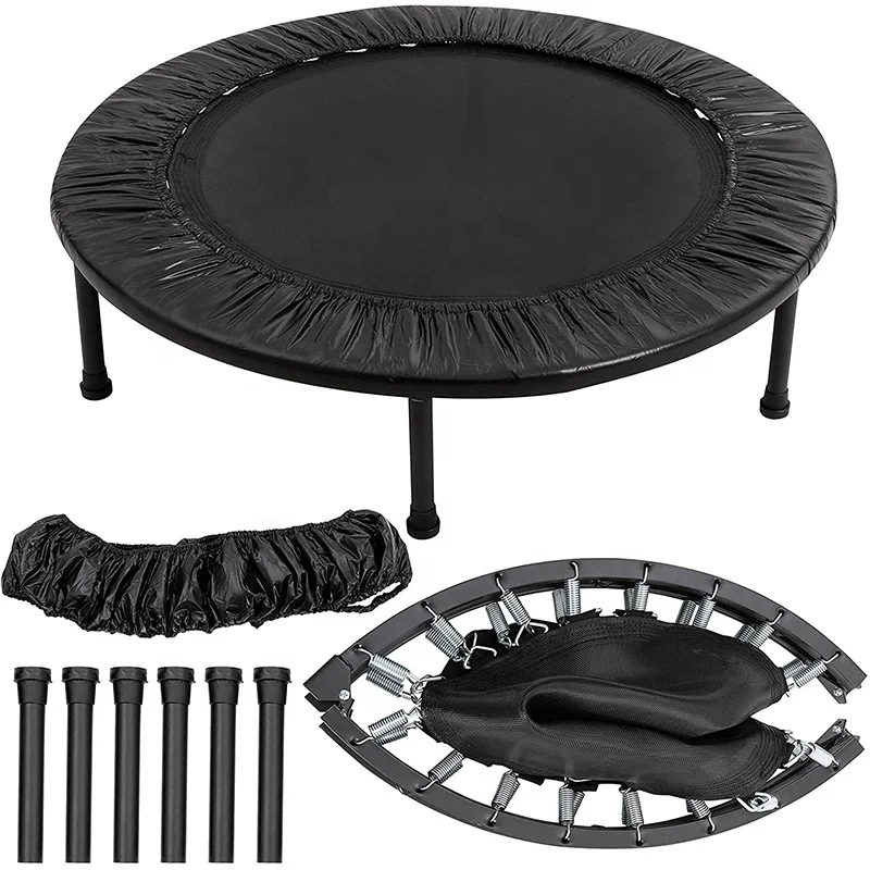 Gym Equipment Indoor Heavy Duty Mini Fitness Trampoline, 39in/44in | 36 Premium Elastic Cord Bungees with 7 Firmness Settings