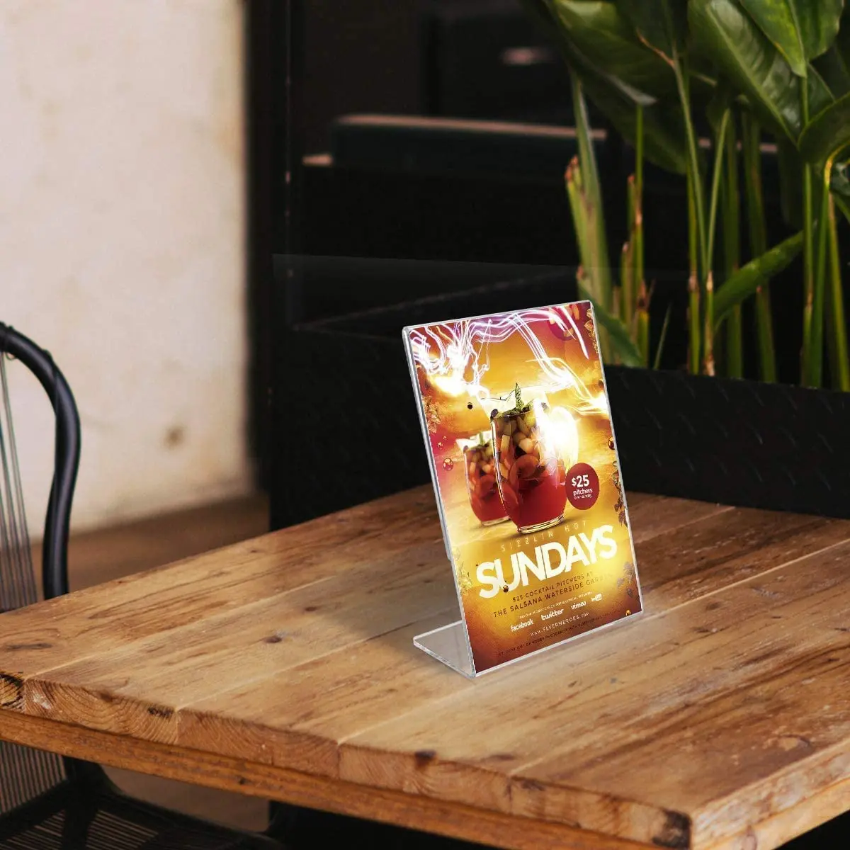 Acrylic Sign Holder Plastic Sign Holder Plastic Paper Holder With Vertical Slanted Back Clear Picture Photo Frames Display Stand