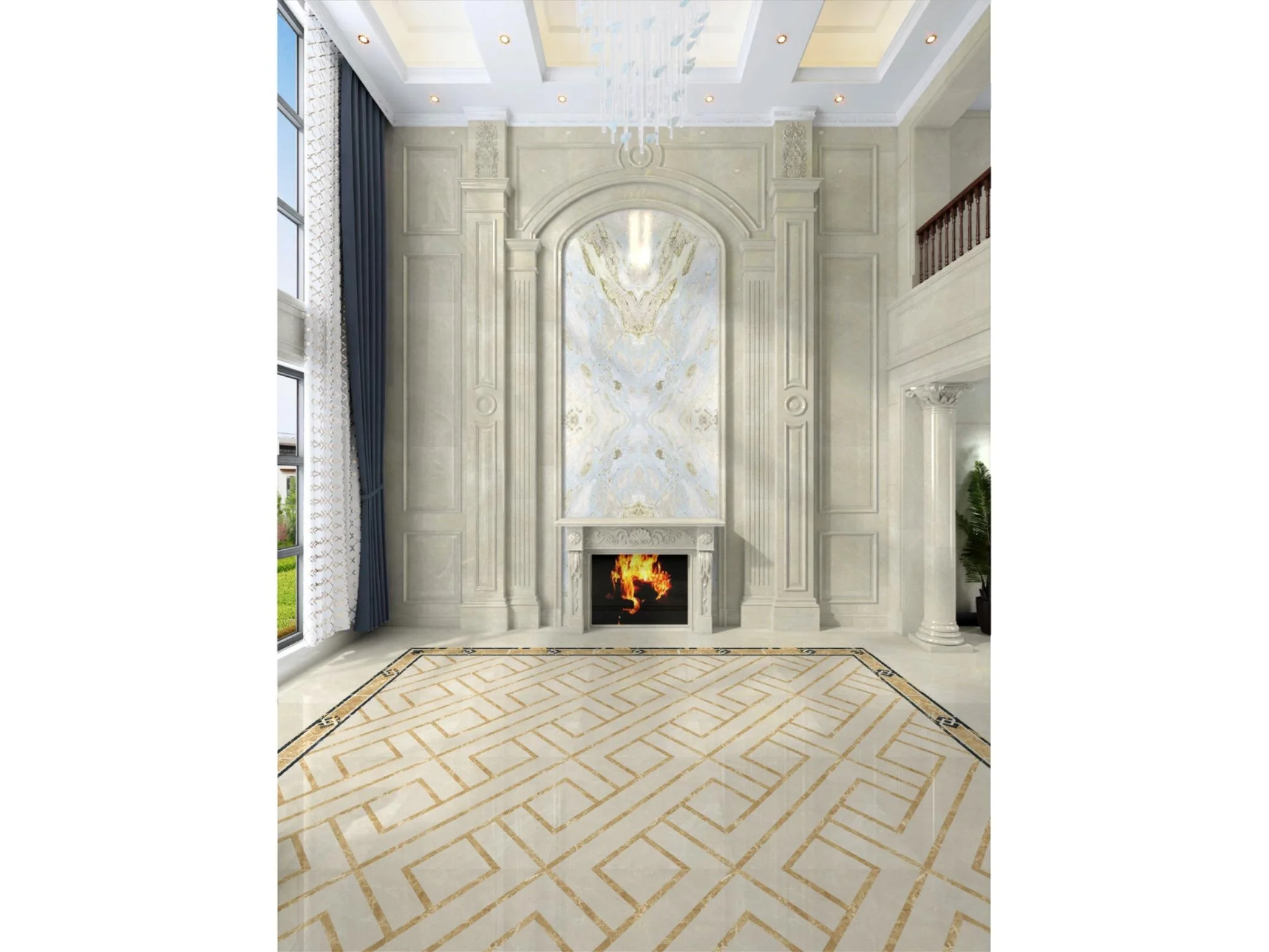 BOTON STONE Classical Design Natural Stone Waterjet Hotel Luxury Medallion Marble