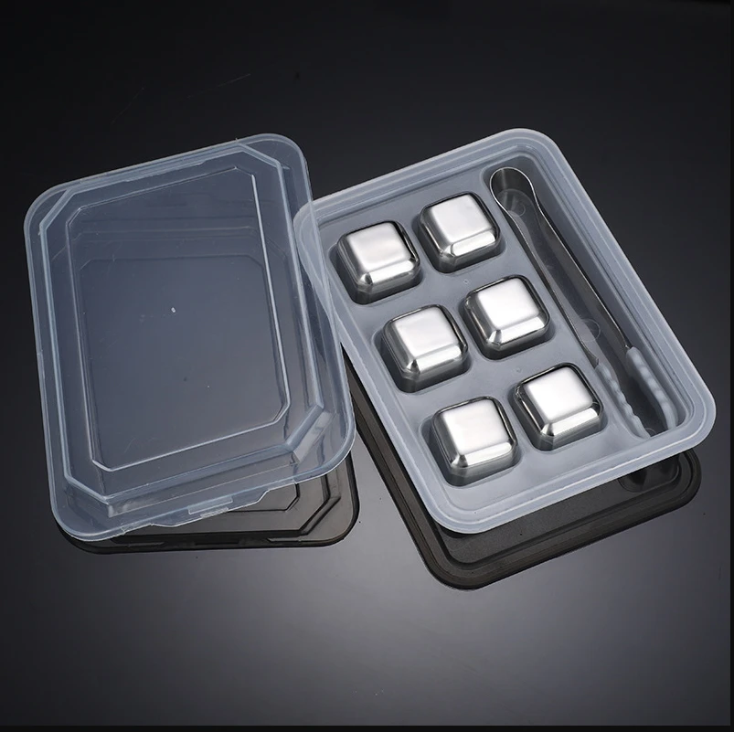 Promotional Top Quality Whiskey stainless steel  Ice Cubes for cooling drinking wine with ice clip