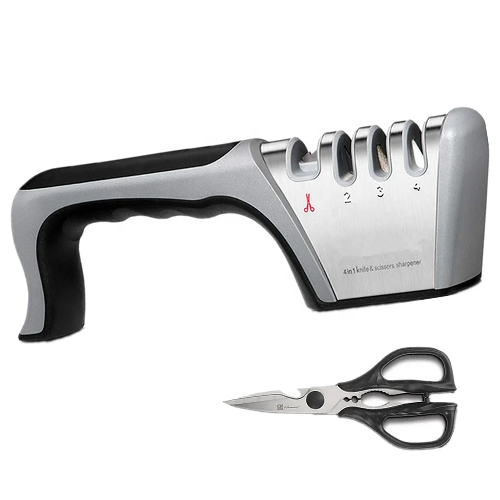 Best Kitchen 4-in-1 Knife Sharpener Really Works for Steel Knives Scissors