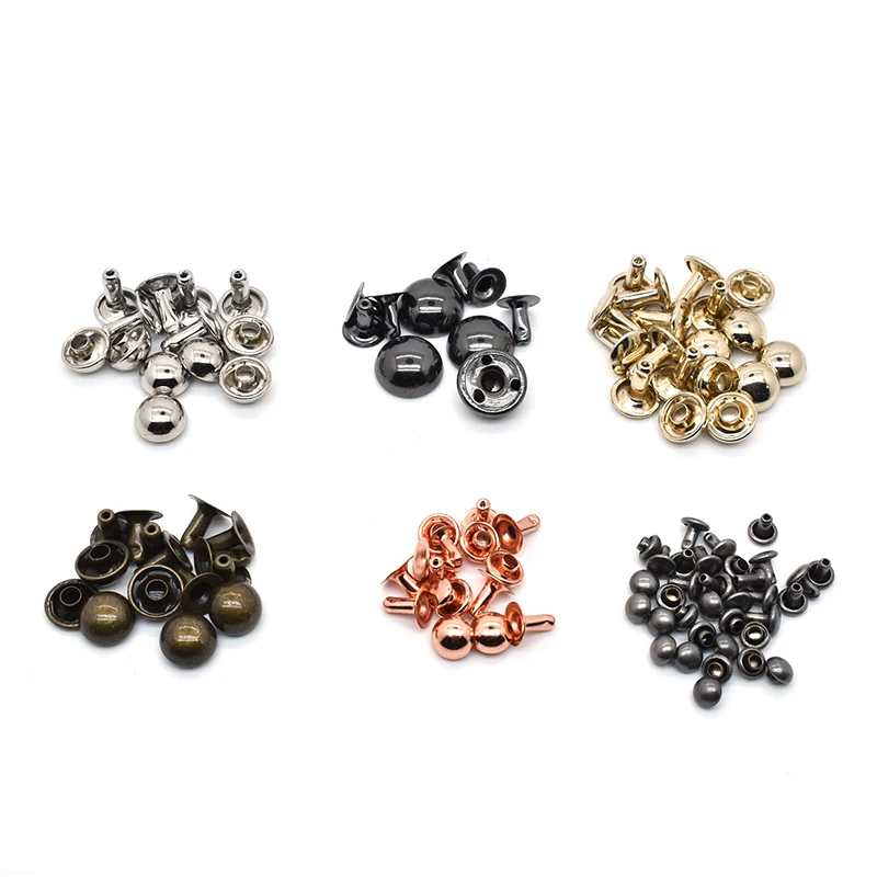 Custom solid brass round dome head mushroom head rivet leather belt craft rivets studs metal double cap rivet for clothing