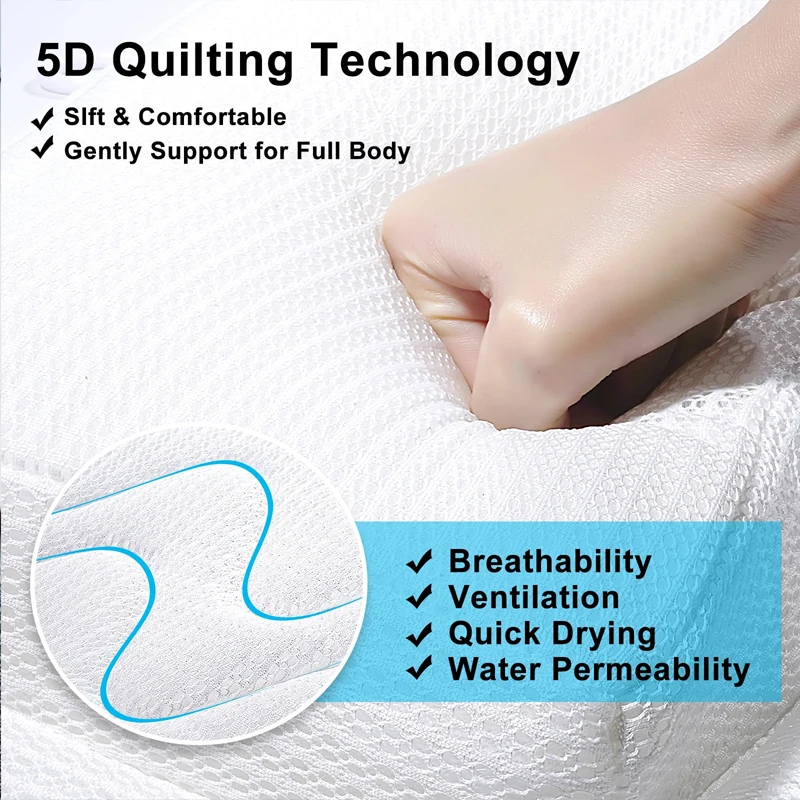 SUREWALHOME Full Body Bath Mattress Bathtub Mat with Pillow  Bathtub Cushion with Non Slip Suction Cups Ergonomic Bath Pillow