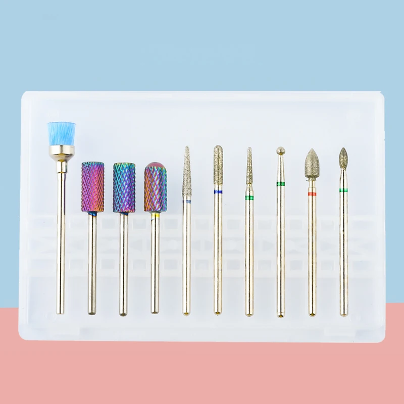 Professional Tungsten Carbide Gold Rainbow  5 in 1 Large Barrel Safety Bit for Nail Art Drill Machine Manicure Nail Drill Bits