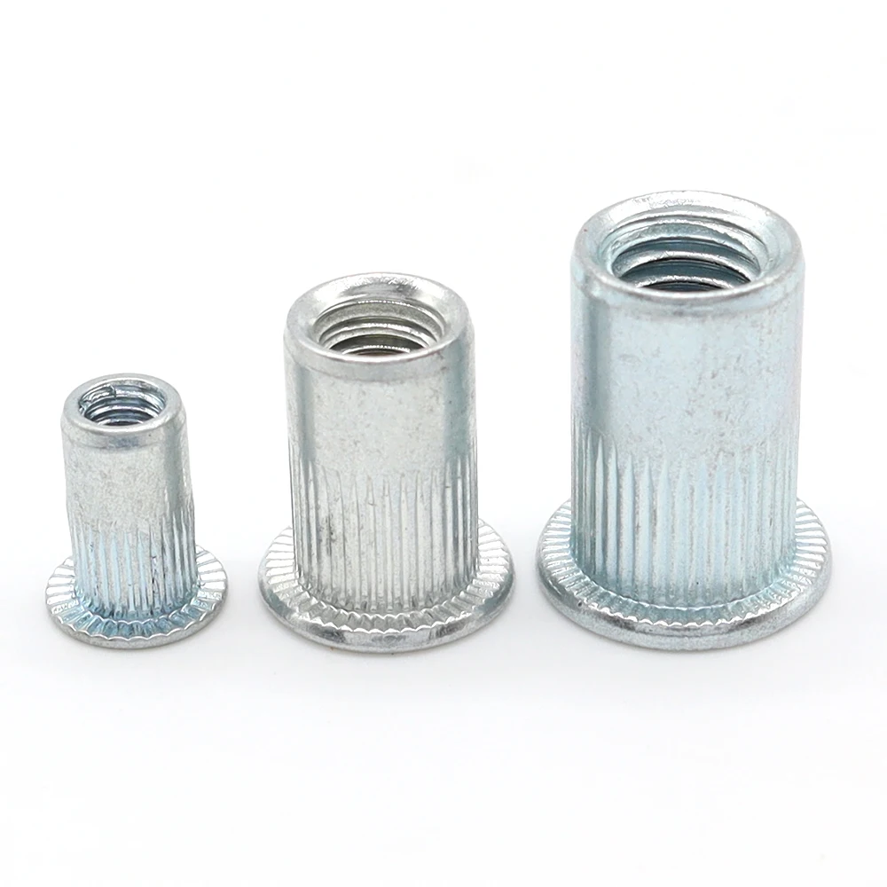 Flat head vertical pattern blue and white zinc blind rivet nut Internal and external hexagonal blind rivet nut m4-m12 rivet nut