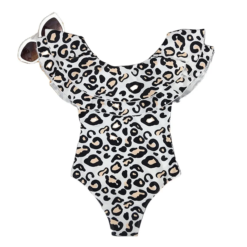 Fashion Mommy and me swimwear Leopard Print family swimwear baby kids swimwear