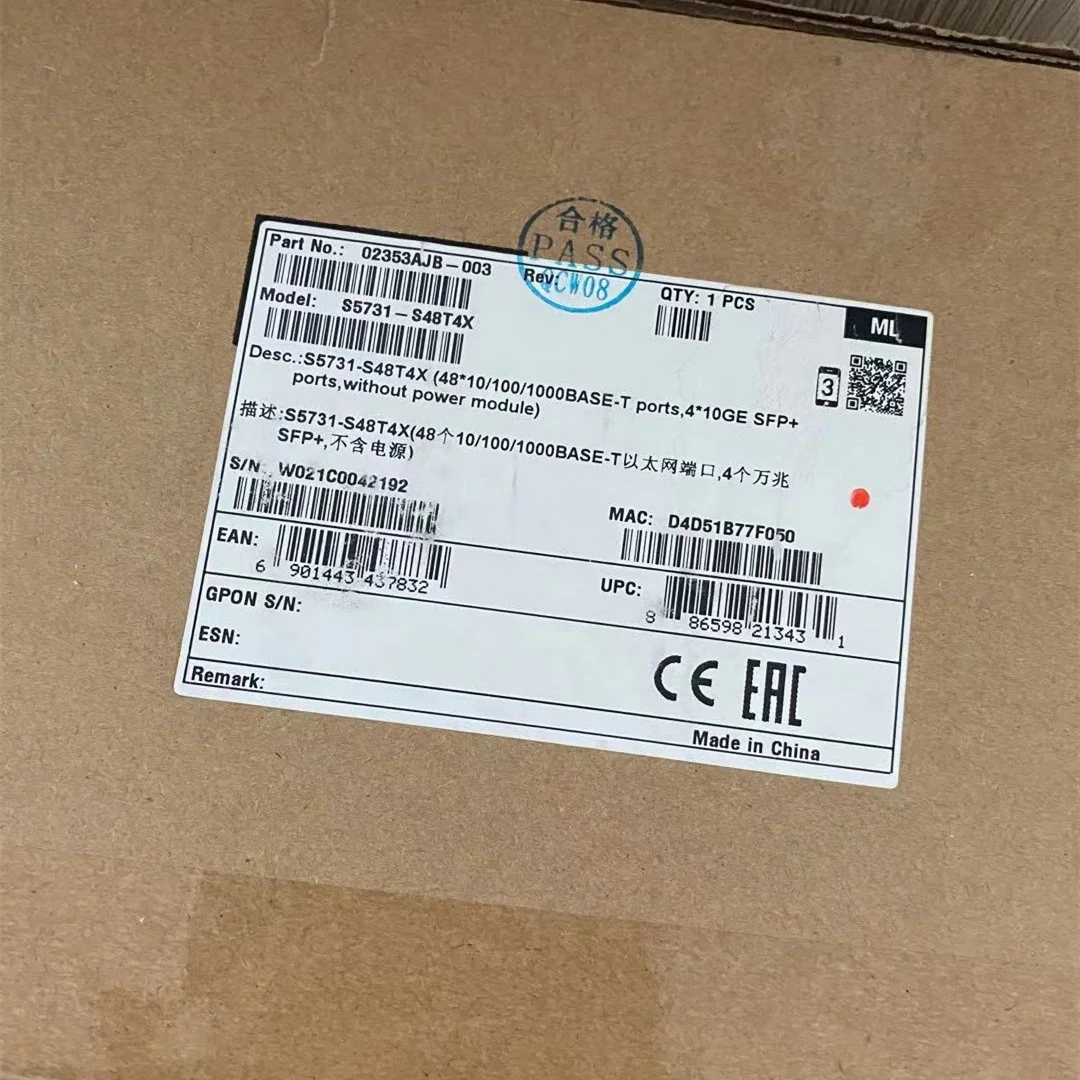 В наличии S5731-S48T4X (02353AJB) переключатель 48*10/100/1000BASE-T + 4*10GE SFP