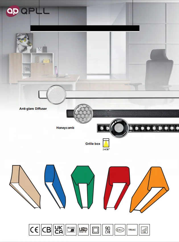 office linear led pendant light linear led tube linear led suspended DALI 40w 55w 65w tube light