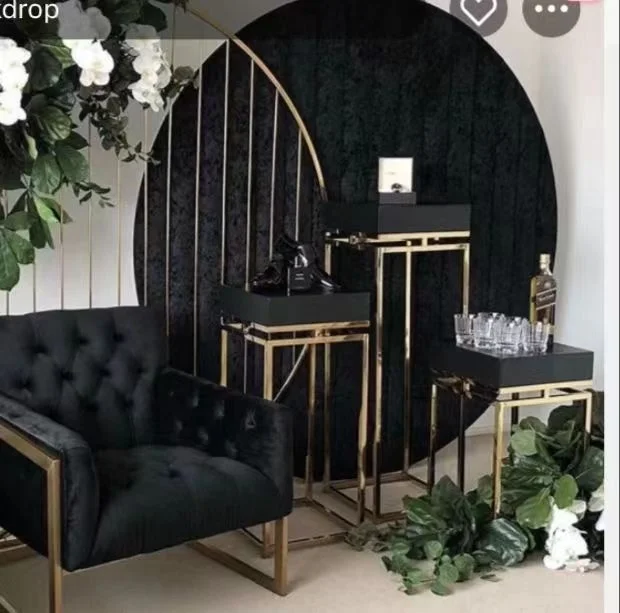 hexagonal shape stand Wedding Backdrop Design Stainless Steel Gold Arch Backdrop Party Frame 230116