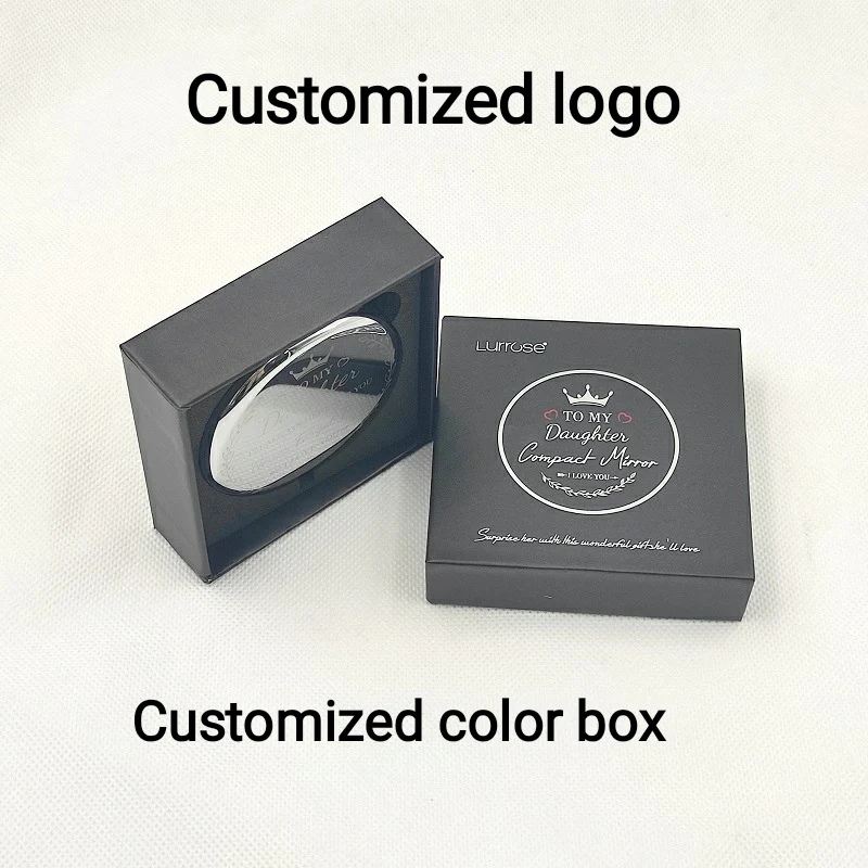 Портативное карманное металлическое зеркало для макияжа на заказ Круглое мини серебристое розовое золото